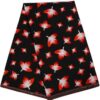 This product image shows a black and red super wax African print fabric