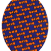 This product image shows a blue super wax African print fabric, it has patterns of ribbons.